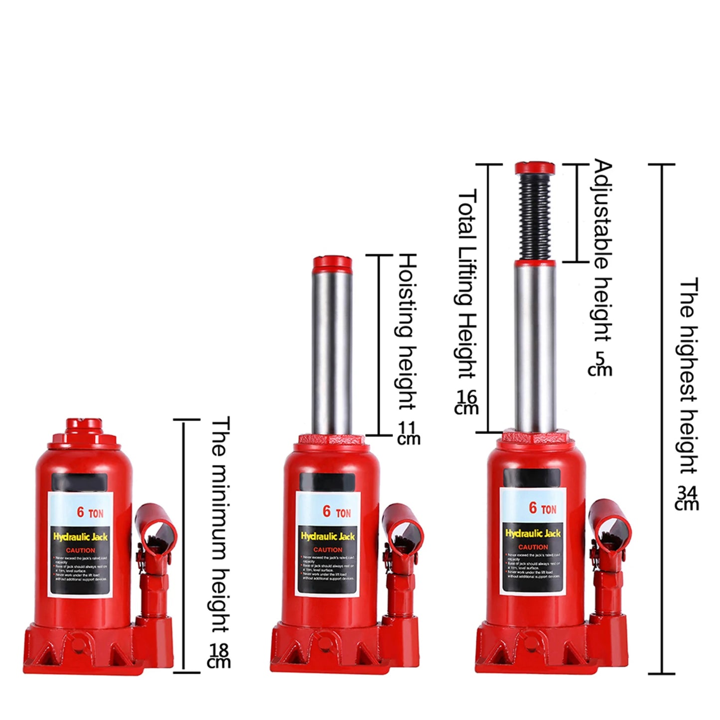 Vehicle Repair Tool 6T Heavy Duty Hydraulic Bottle Jack Lifting Car Van Vehicle Automotive Lift