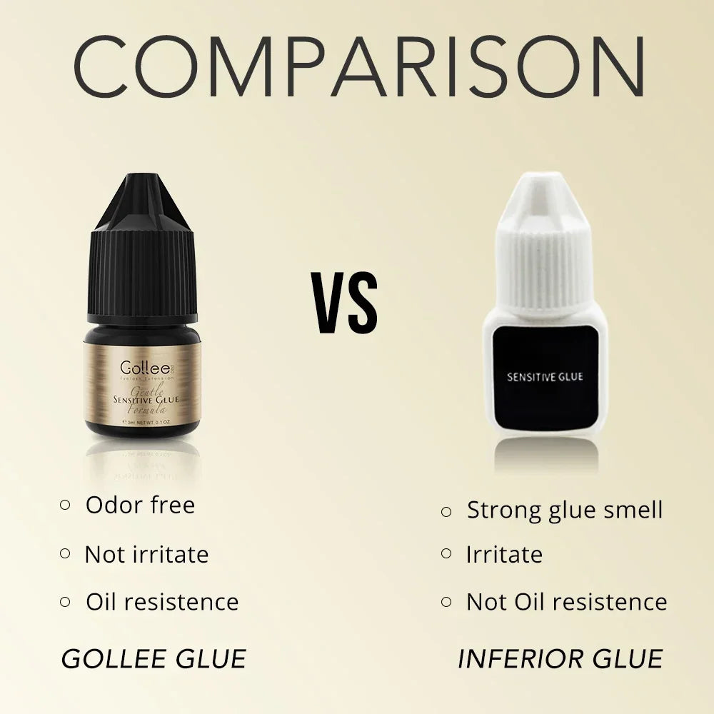 Gollee Cluster Lashes Glue No Irritation Eyelash Extension Fast Dry Adhesive for Home Use Professional Lash Extension Supplies