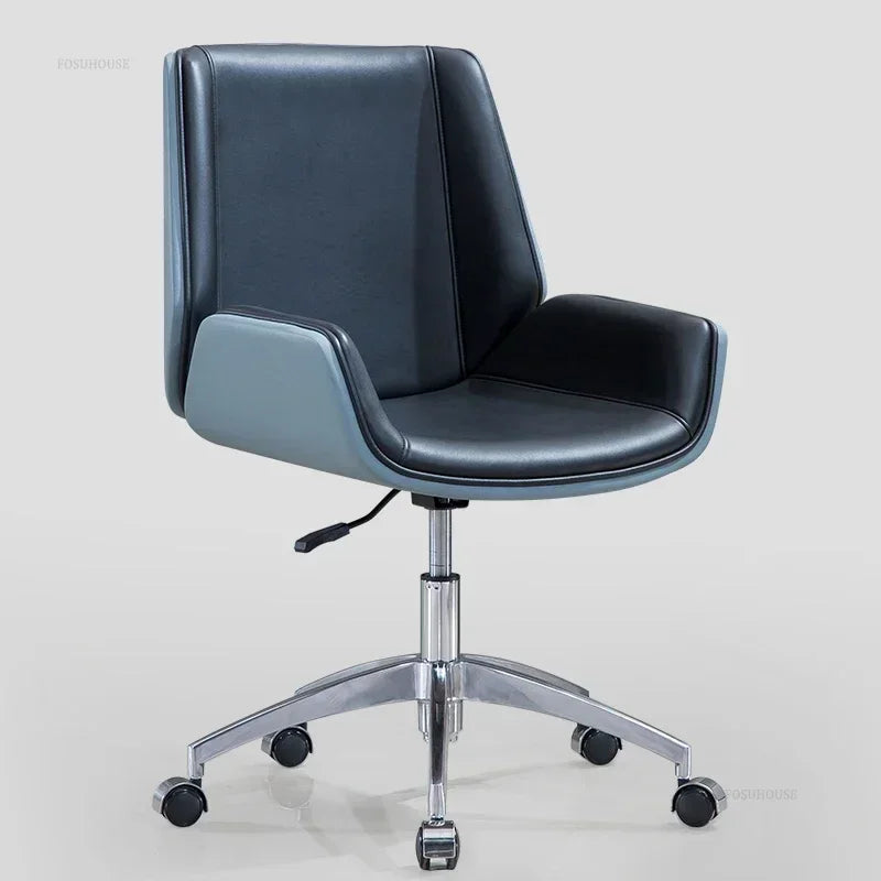 Modern Wooden Swivel Chair Home Leisure Leather Computer Chair Luxury Gaming High Back Office Chair Bedroom Furniture