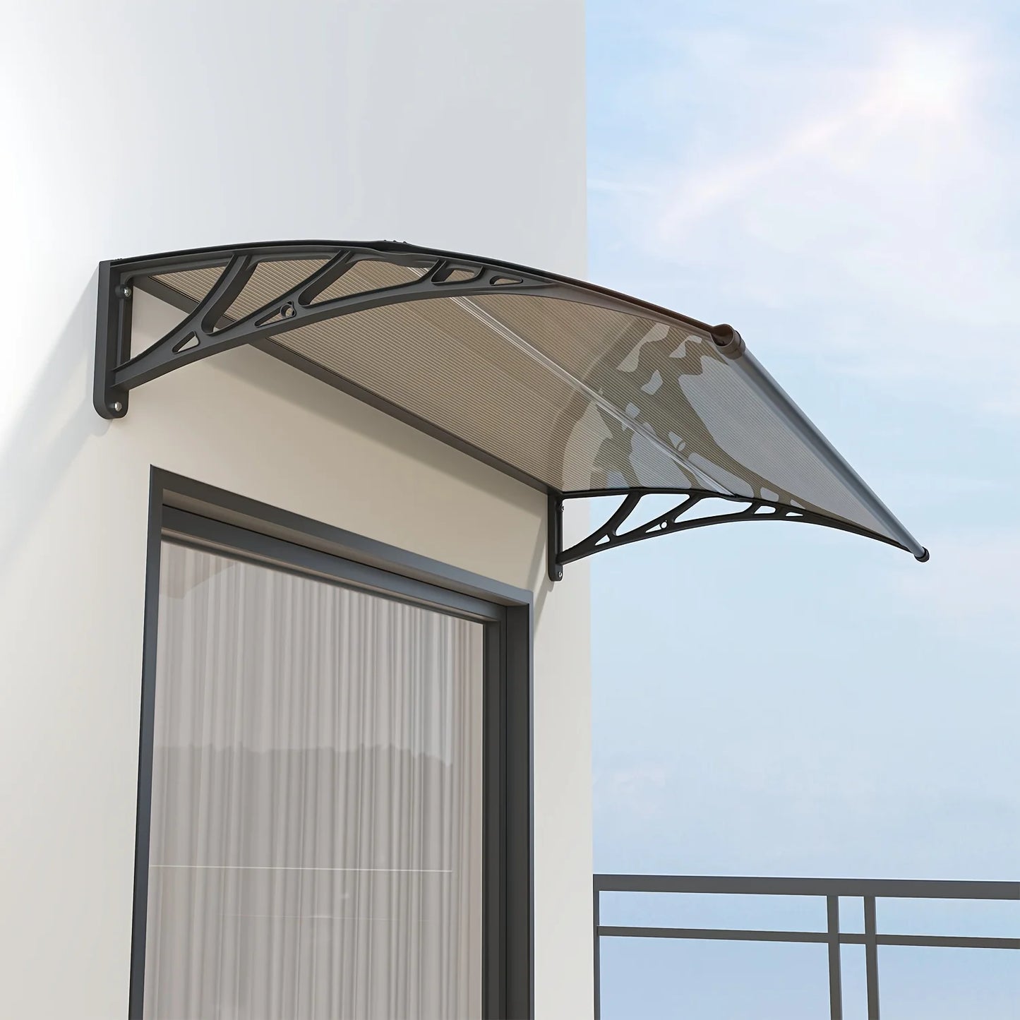 Awning Canopy for Door and Window UV Rain and Snow Sunlight Protection Polycarbonate Hollow Sheet Outdoor Canopy Easy Installation