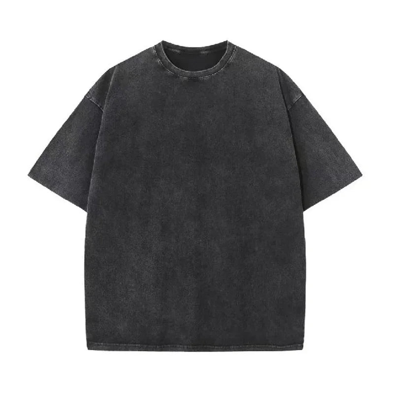 Korean Fashion Washed Vintage T Shirt Men Hip Hop Retro Tops