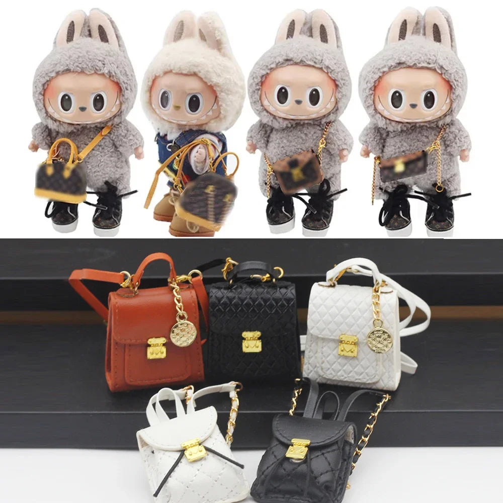 15 to 17 Cm Labubu Backpack Toy BJD Doll Bag Handmade Set DIY Doll Backpack Replacement Clothing Accessories