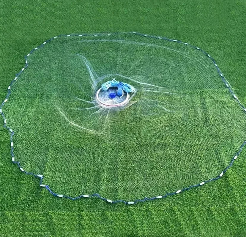 Monofilament Fishing Net Transparent Nylon Casting Net with Steel Pendant Aluminum Ring
