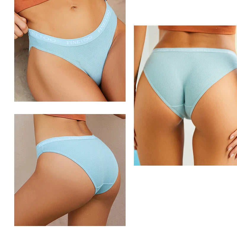 Finetoo 5PCS Set Women Letter Underpants Cotton Underwear Panties Lingerie Ladies 9 Solid Colors M-XXL Sexy Briefs