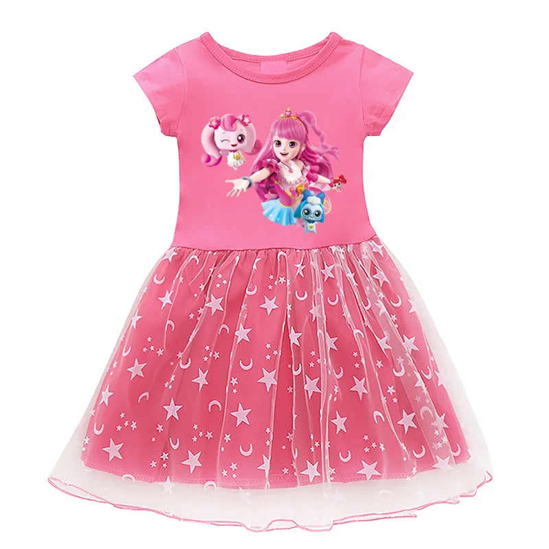 Kids Cotton Knee-Length Dress for Girls Birthday Party Princess Costume Halloween Cosplay