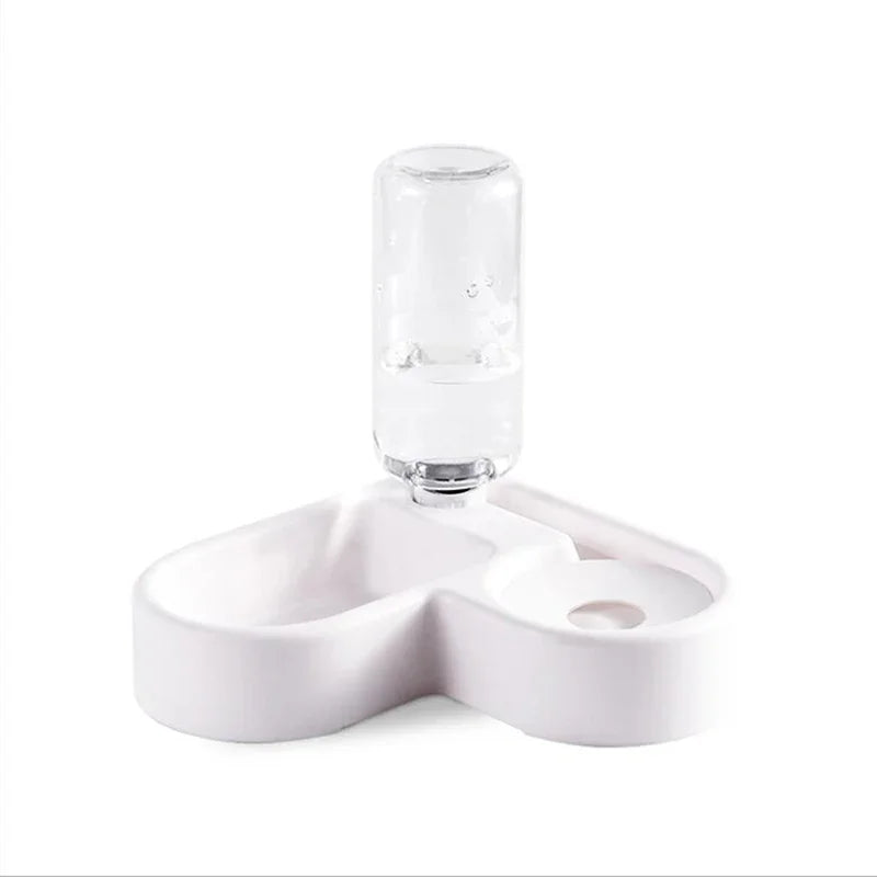 Corner Space Saving Auto Pet Feeder and Water Bowl 500g Adjustable Food Dispenser with Anti Spill Tray for Dogs and Cats Multiple Pets