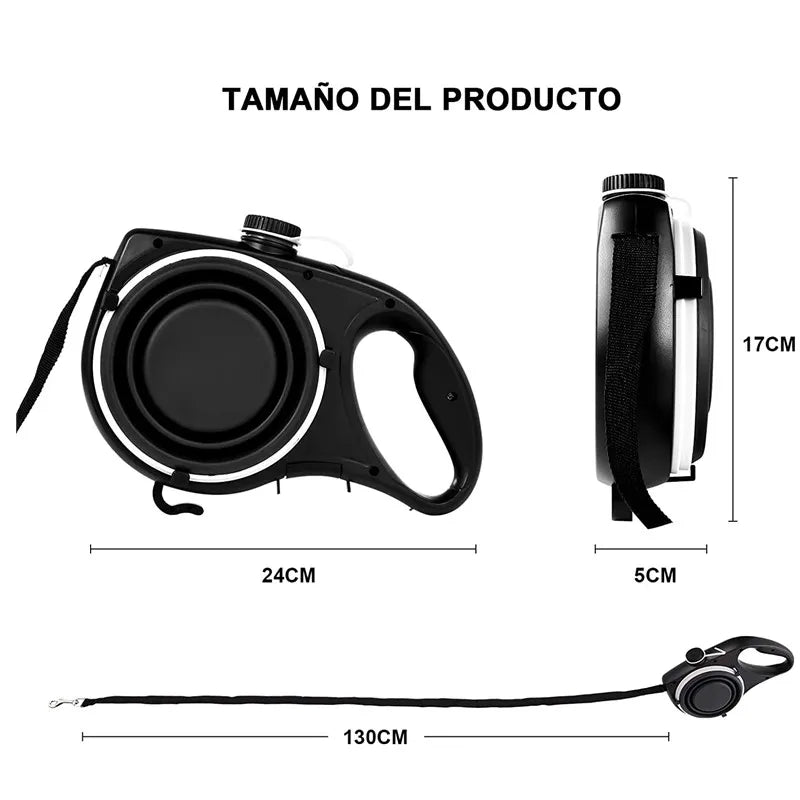 Multifunction Pet Dog Leash with Built In Water Bottle Bowl and Waste Bag Dispenser for Outdoor Walking Pet Accessories