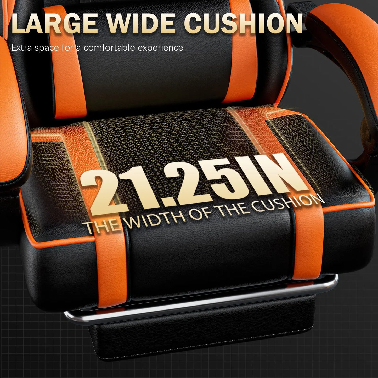 Gaming Chair with Footrest PU Leather Video Game Chair for Adults Reclining Office Desk Chair