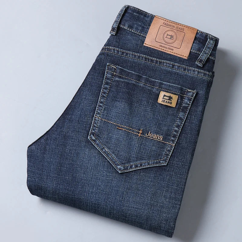 KUBROCN Men Vintage Straight Leg Embroidered Jeans Casual