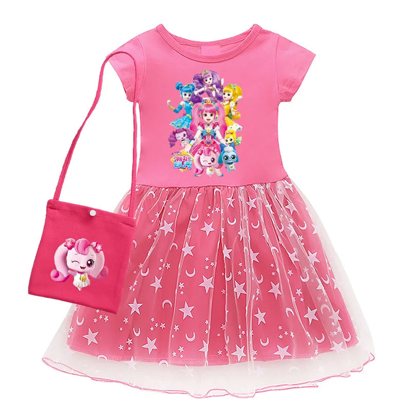 Kids Cotton Knee-Length Dress for Girls Birthday Party Princess Costume Halloween Cosplay