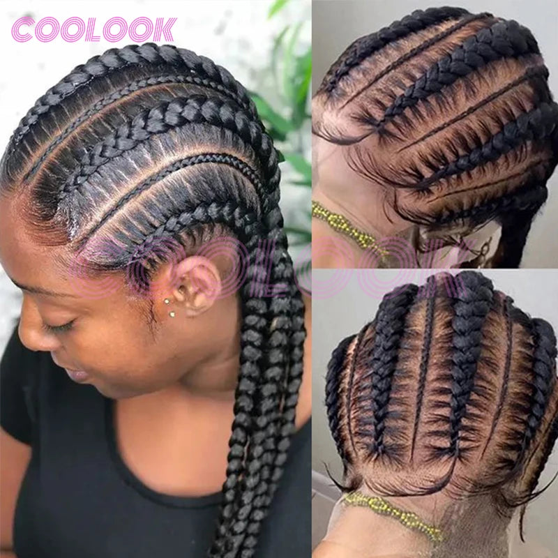 360 Full Lace Cornrow Braided Wigs For Black Women Synthetic Knotless 20 Inch Glueless Braided Wig With Baby Hair