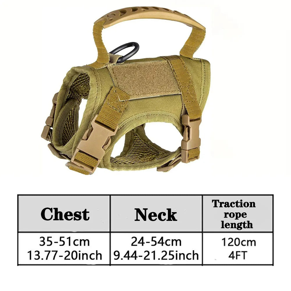 Tactical Cat Dog Harness Leash Adjustable Pet Vest Soft Mesh Training Puppy Straps with Handle for Large Cats