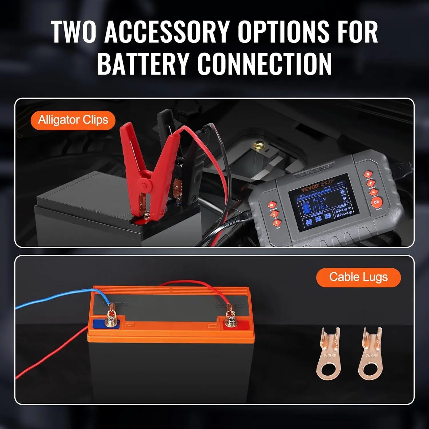 Smart Battery Charger 35 Amp Lithium LiFePO4 Lead Acid AGM Gel SLA Car Battery Charger with LCD Display Trickle Charger Maintainer Desulfator for Boat Motorcycle Lawn Mower Deep Cycle