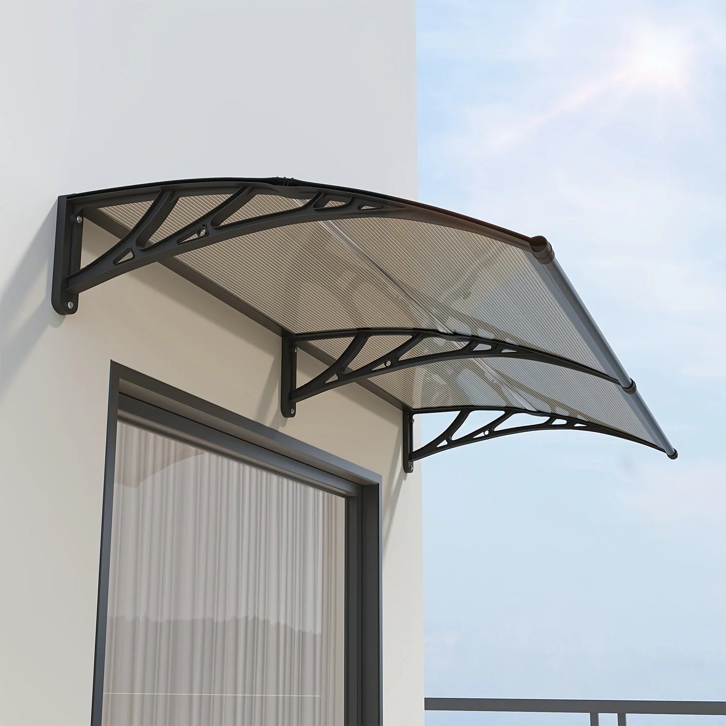 Awning Canopy for Door and Window UV Rain and Snow Sunlight Protection Polycarbonate Hollow Sheet Outdoor Canopy Easy Installation
