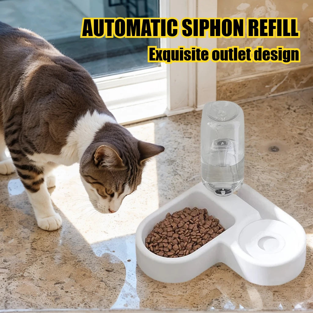 Corner Space Saving Auto Pet Feeder and Water Bowl 500g Adjustable Food Dispenser with Anti Spill Tray for Dogs and Cats Multiple Pets