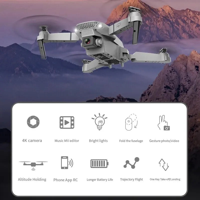 KDBFA 2024 New E88 Pro WIFI FPV Drone Wide Angle HD 4K 1080P Camera Height Hold RC Foldable Quadcopter Helicopter Toy Gift