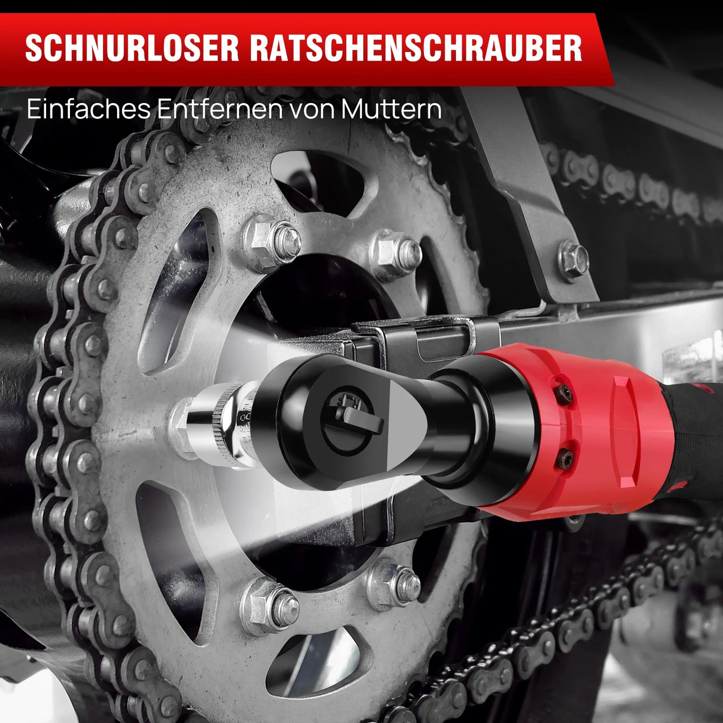 Feytory 200Nm High Torque 90 Degree Cordless Ratchet Wrench Set 3/8 Inch Angle Wrench with 2 Durable 1500mAh Lithium Ion Batteries and 7 Piece Socket Set