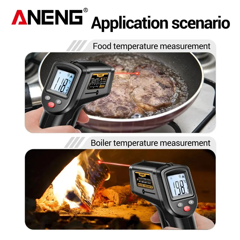 ANENG TH201 Digital Infrared Thermometer Non Contact Temperature Measuring Gun Hygrometer Highly Sensitive