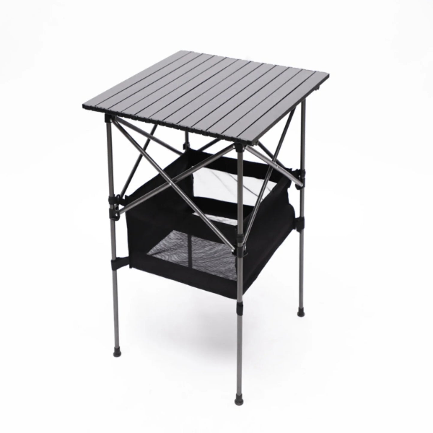Set of 3 Folding Outdoor Table and Chairs Set Portable Black Aluminum Alloy
