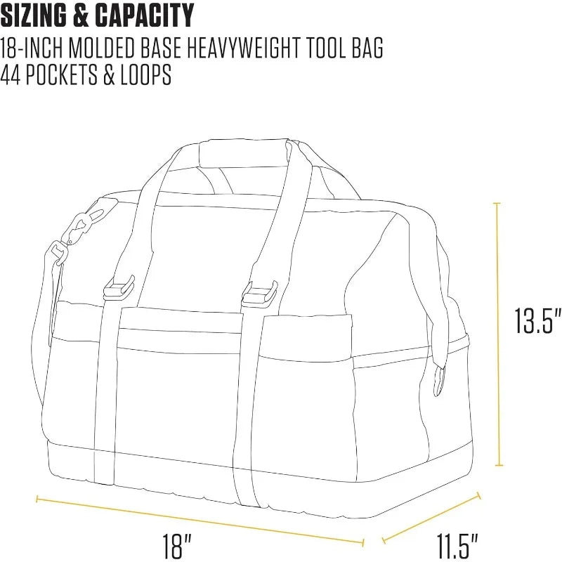 Onsite Tool Bag Durable Water Resistant Tool Storage Bag Heavyweight Molded Base 18 Inch Brown