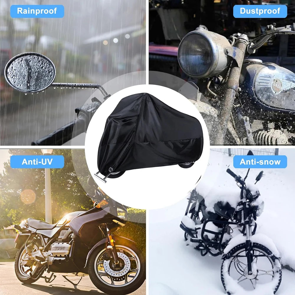 Motorcycle Cover Waterproof Outdoor Indoor Scooter Wear Resistant Fabric All Season Dustproof UV Protective