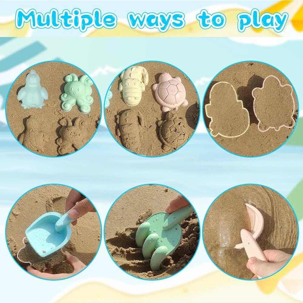 11 Pcs Beach Toys Set Gift Package Sand Toys for Kids Sandbox Toys with Collapsible Bucket Shovel Set Sand Molds Summer Outdoor Fun