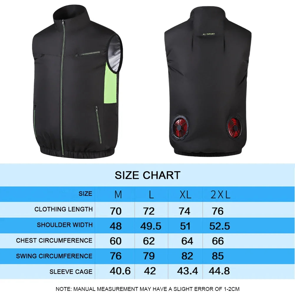 Cooling Vest Ice Fan Vest 3 Gears USB Heat Resistant Air Conditioner Clothes Breathable Wearable Fan Vest for Camping
