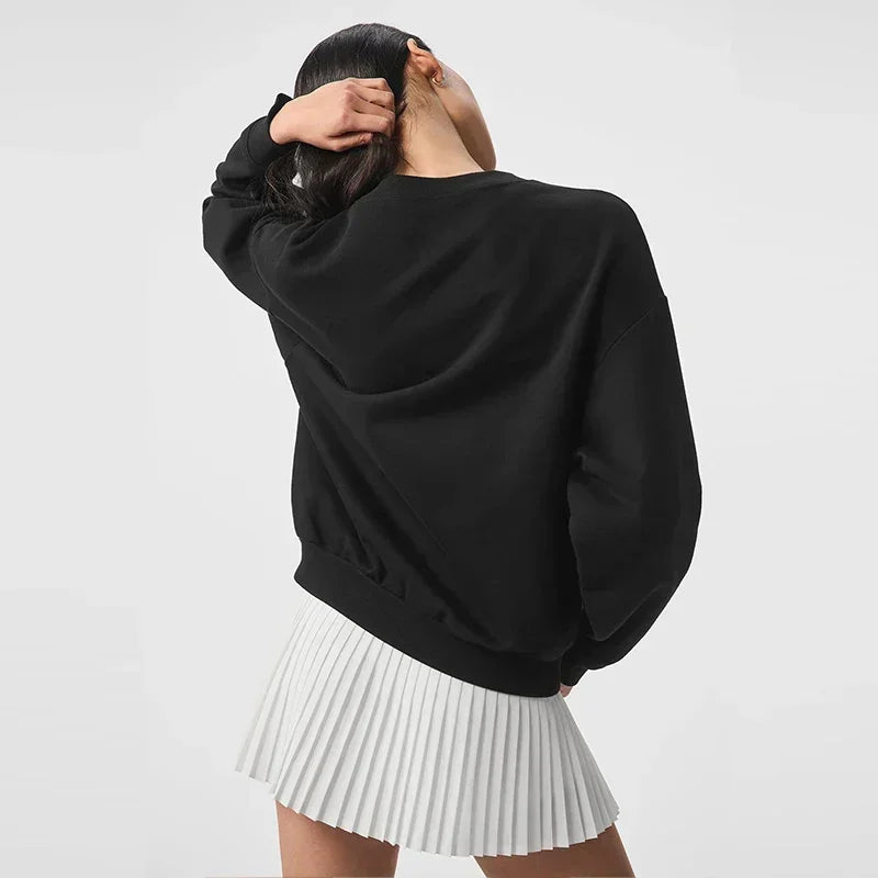 Yoga Pullover Round Neck Cotton Comfortable Solid Color Long Sleeve Hoodie Casual Top Unisex