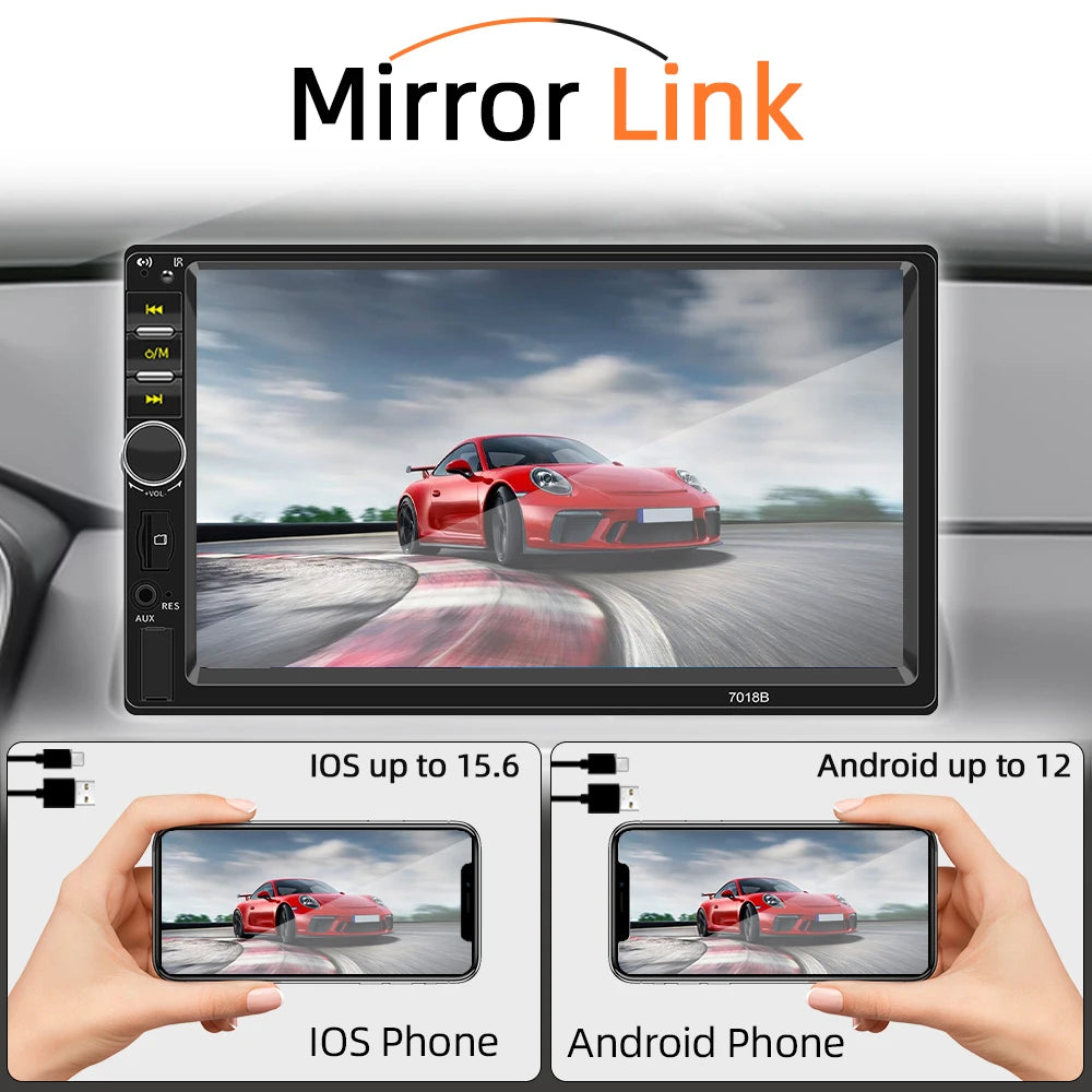 HIPPBQCC 7 Inch 1 Din Car Radio MP5 Multimedia Player Touch Screen FM Bluetooth USB Mirror Link Autoradio