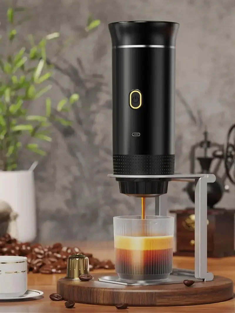Wireless Electric Portable Espresso Coffee Machine for Car and Home Camping 3-in-1 Capsule Powder Travel Coffee Maker