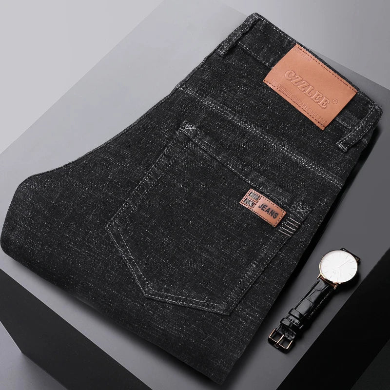 KUBROCN Men Vintage Straight Leg Embroidered Jeans Casual