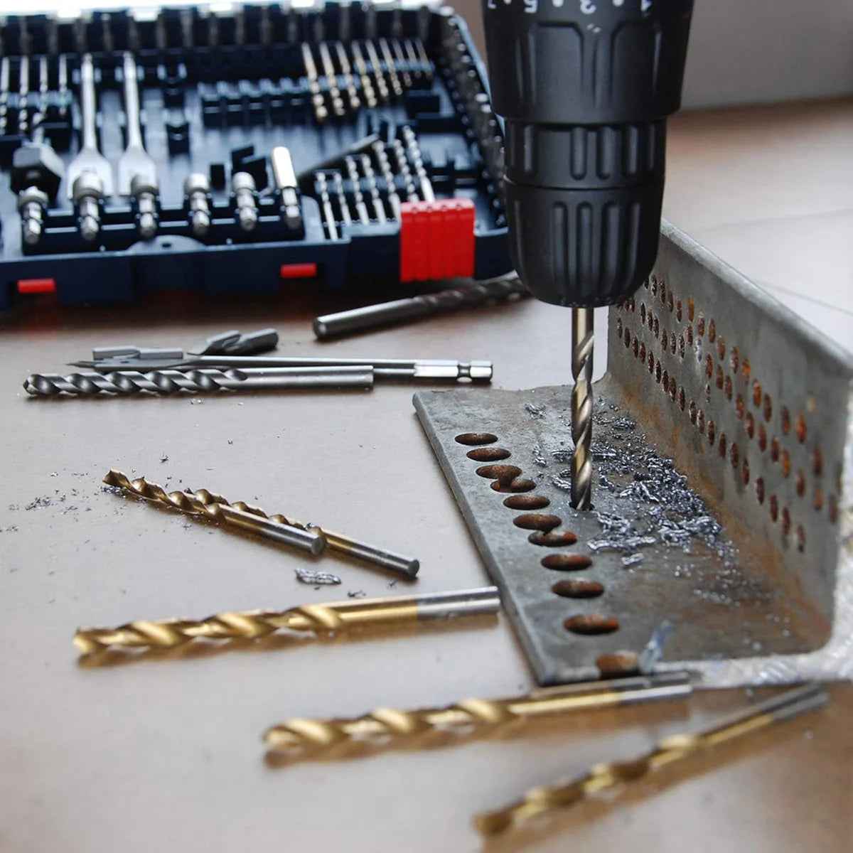 100 Pieces Drill Bit Set for Metal Wood Masonry and Plastic High Speed Steel Twist Driver Bits