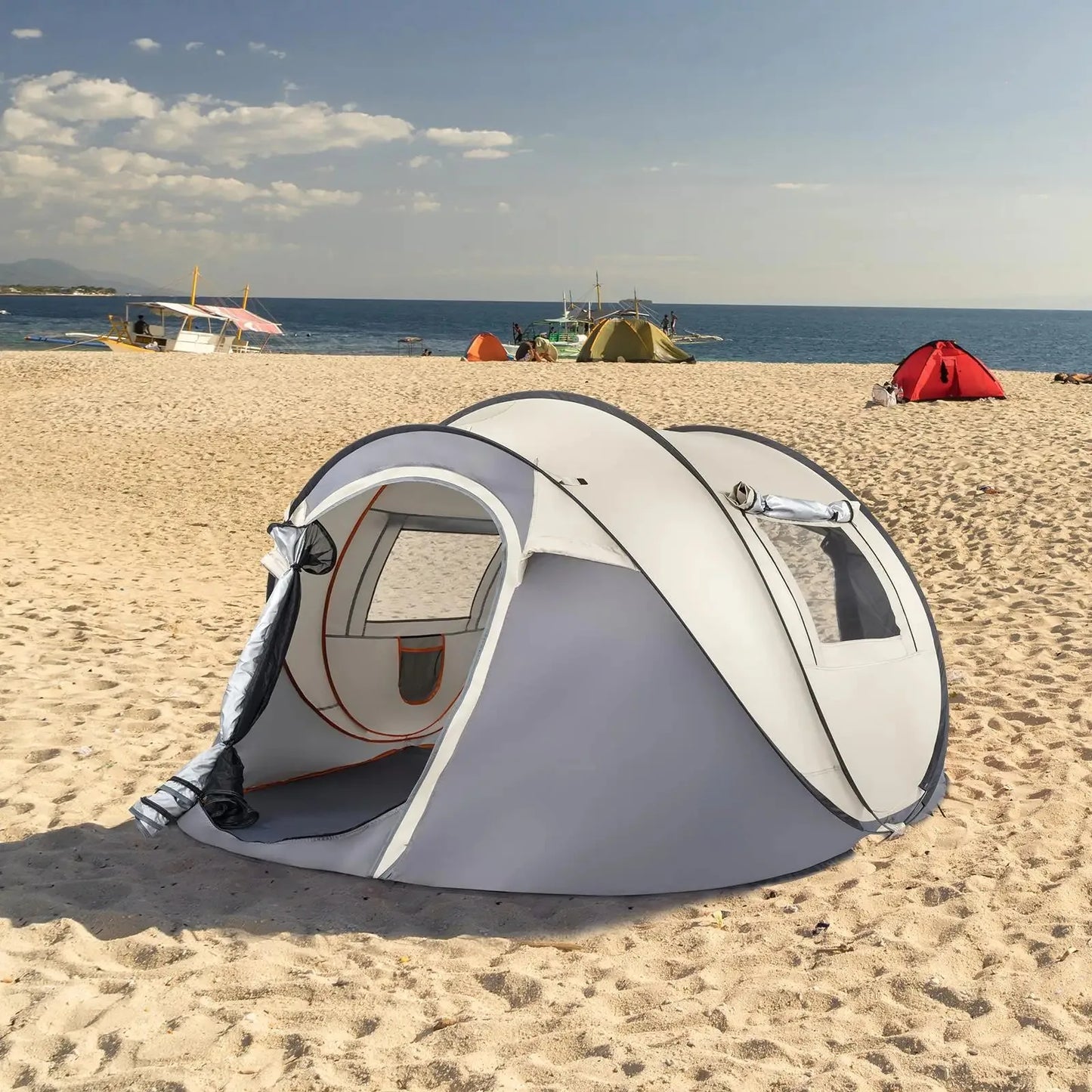 4 Person Pop Up Camping Tent Quick Setup for Outdoor Adventures Hiking Fishing Beach and More