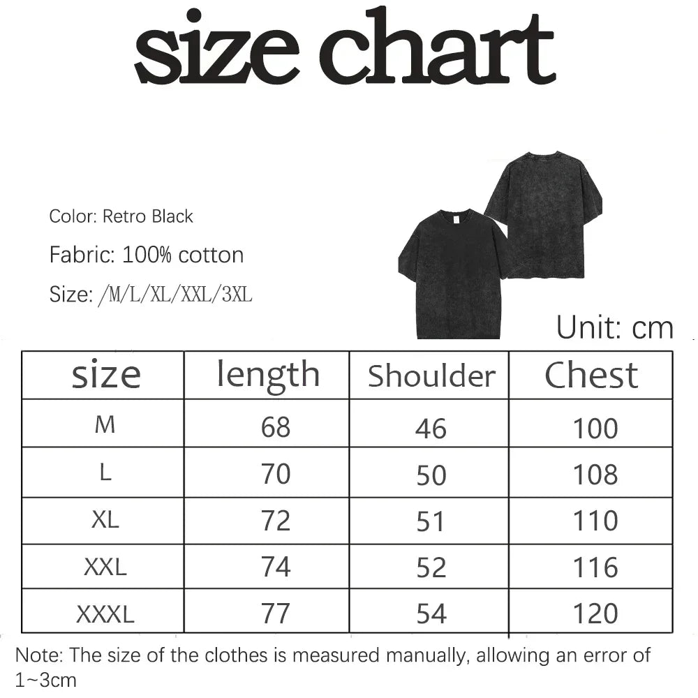 Hip Hop Men Streetwear T Shirt Retro Vintage Washed Tops