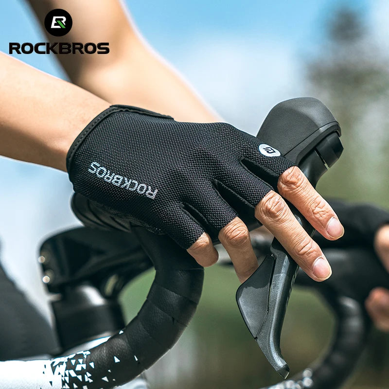 Rockbros Half Finger Bike Gloves Summer Breathable Anti Slip SBR Pad Shockproof MTB Road Bicycle Cycling Gloves