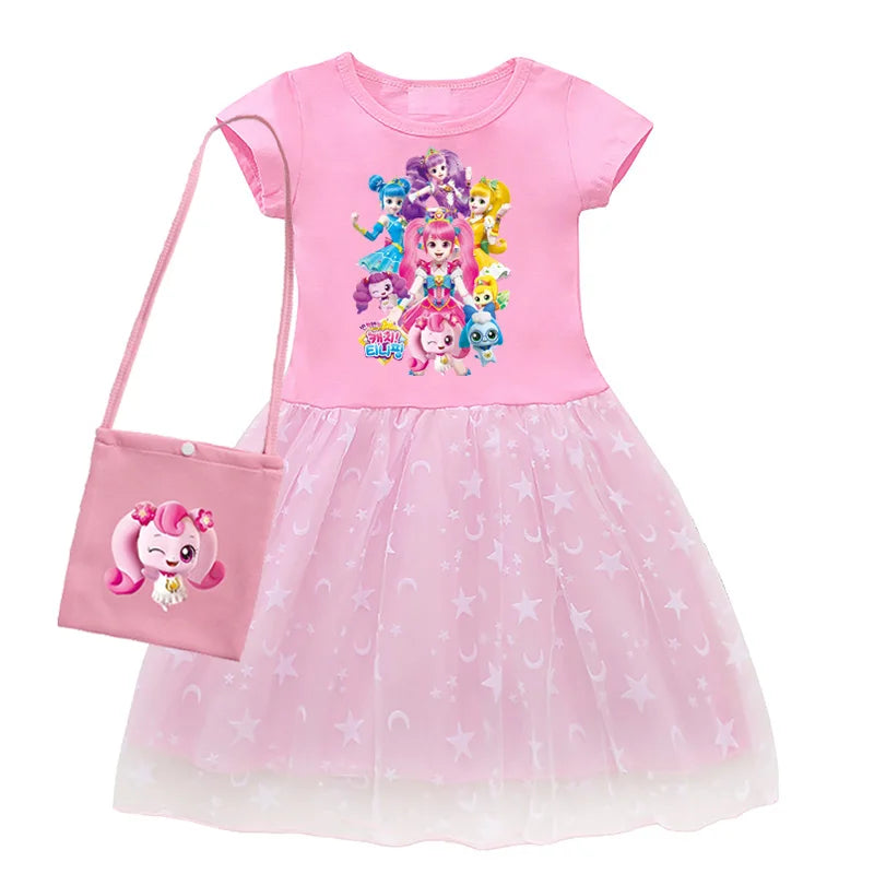 Kids Cotton Knee-Length Dress for Girls Birthday Party Princess Costume Halloween Cosplay