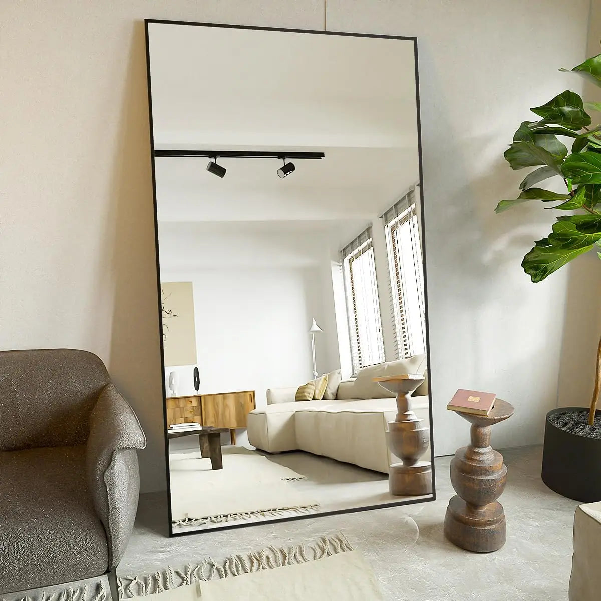 Large Full Length Mirror 76x34 Inches Modern Minimalist Home Furniture