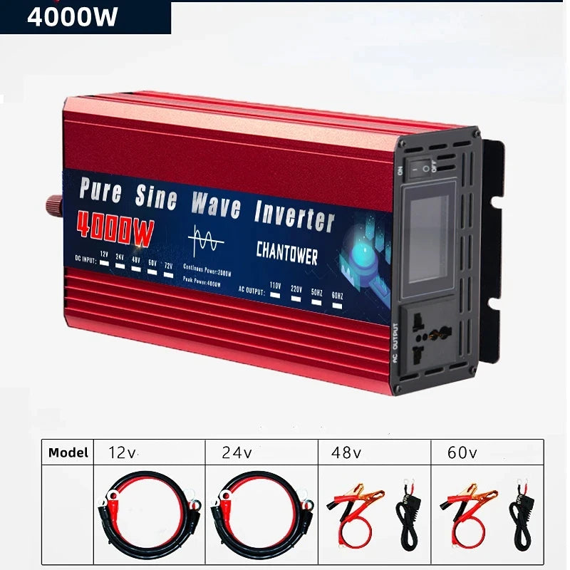 Pure Sine Wave Inverter 12V 24V 110V 220V 2000W 3000W 4000W 5000W DC To AC Portable Power Converter Solar Inverter