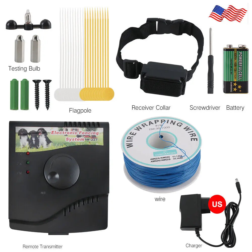 Electric Dog Fence System Pet Containment Shock Collar Waterproof Yard Garden