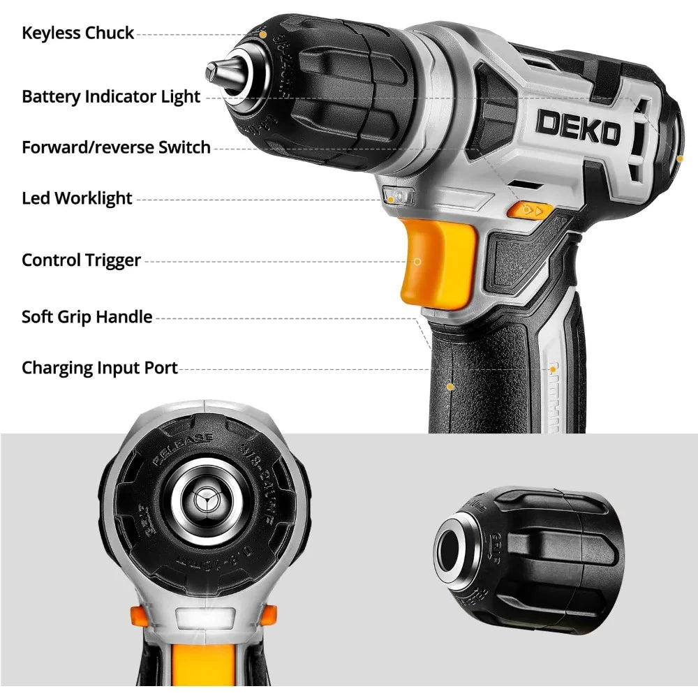 Tool Kit with 8V Cordless Drill and 126 Piece Home Tool Set