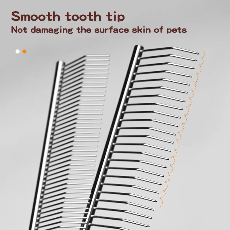 Pet Grooming Comb with Curved Hook Deep Hair Picking and Fluffy Texture Stainless Steel Dog Trainer Beauty Comb