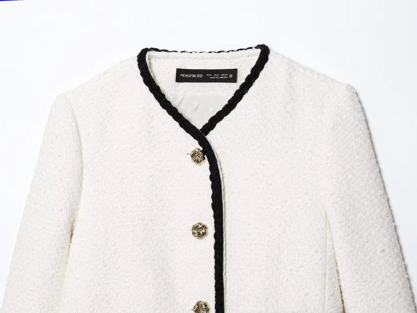 TRAF Velvet Coat With Metal Button Loop And Border Detail