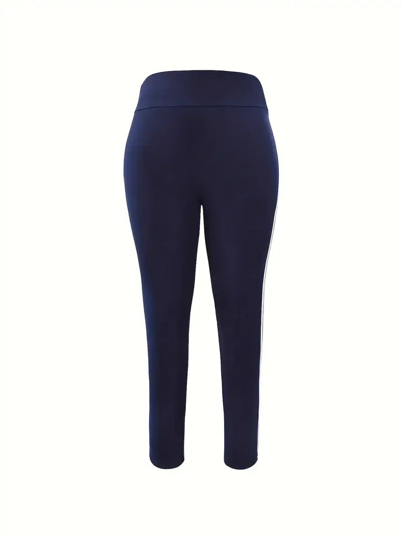 Women Plus Size Striped Leggings 1XL to 5XL Casual Slim Sports Running Pants