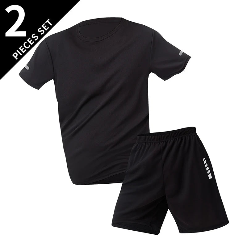 2/6 Pack Plus Size Men's Quick Drying Short Sleeve Shorts Suit Leisure Sports Running Fitness T Shirt Joker Shorts Teen