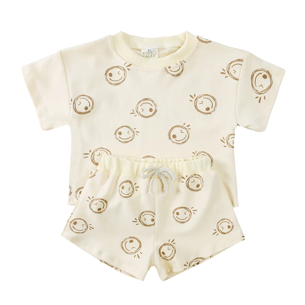 Kids Summer Clothing Sets 100 Percent Cotton Girls Boys Short Suits Children Casual Suit Baby Outfits for Ages One to Eight Years