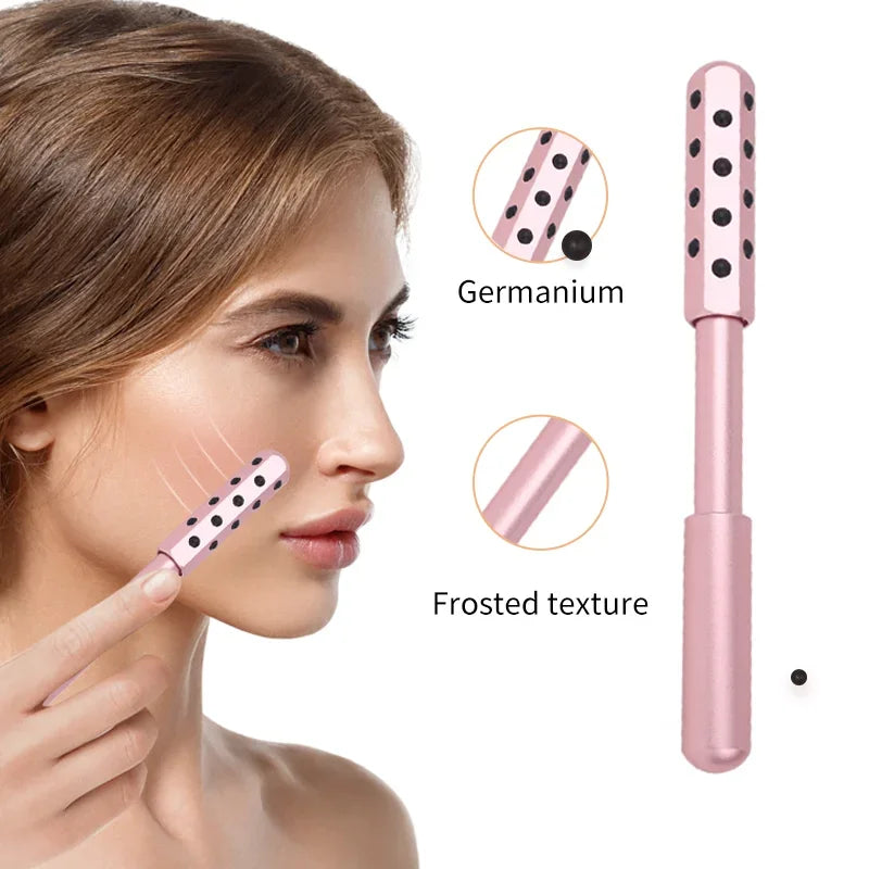 24 Germanium Face Massage Roller Stick Gua Sha Massager for Women Skin Care Beauty Tool
