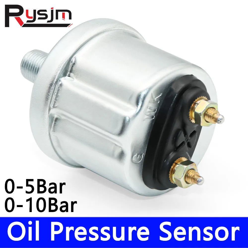 HD Mechanical Oil Pressure Sensor NPT1/8 M10X1 Thread 0-5 Bar 0-10 Bar 52mm Oil Pressure Gauge 9-32V