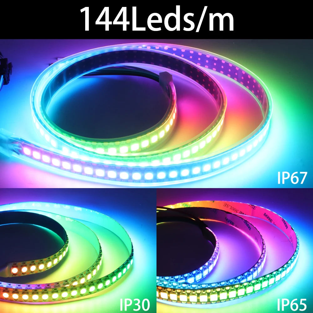 Bande lumineuse LED intelligente WS2812B WS2811 WS2813 WS2815 5050 RGB, adressable individuellement IC 30/60/144Pixels 2030