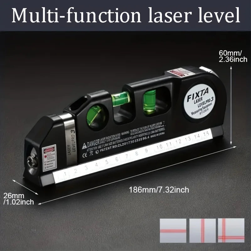 Easy To Use Laser Level Line Tool Multipurpose Laser Level Kit Standard Cross Line Laser 8 Feet Measure Tape Ruler