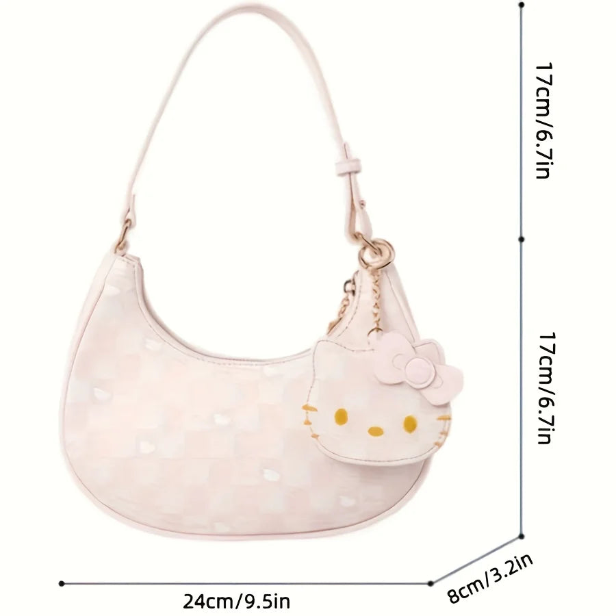 Sanrio 2026 New Sanrio Pink Cute Hello Kitty Armpit Bag, Cartoon Girl Fashion Versatile Shoulder Bag Handbag